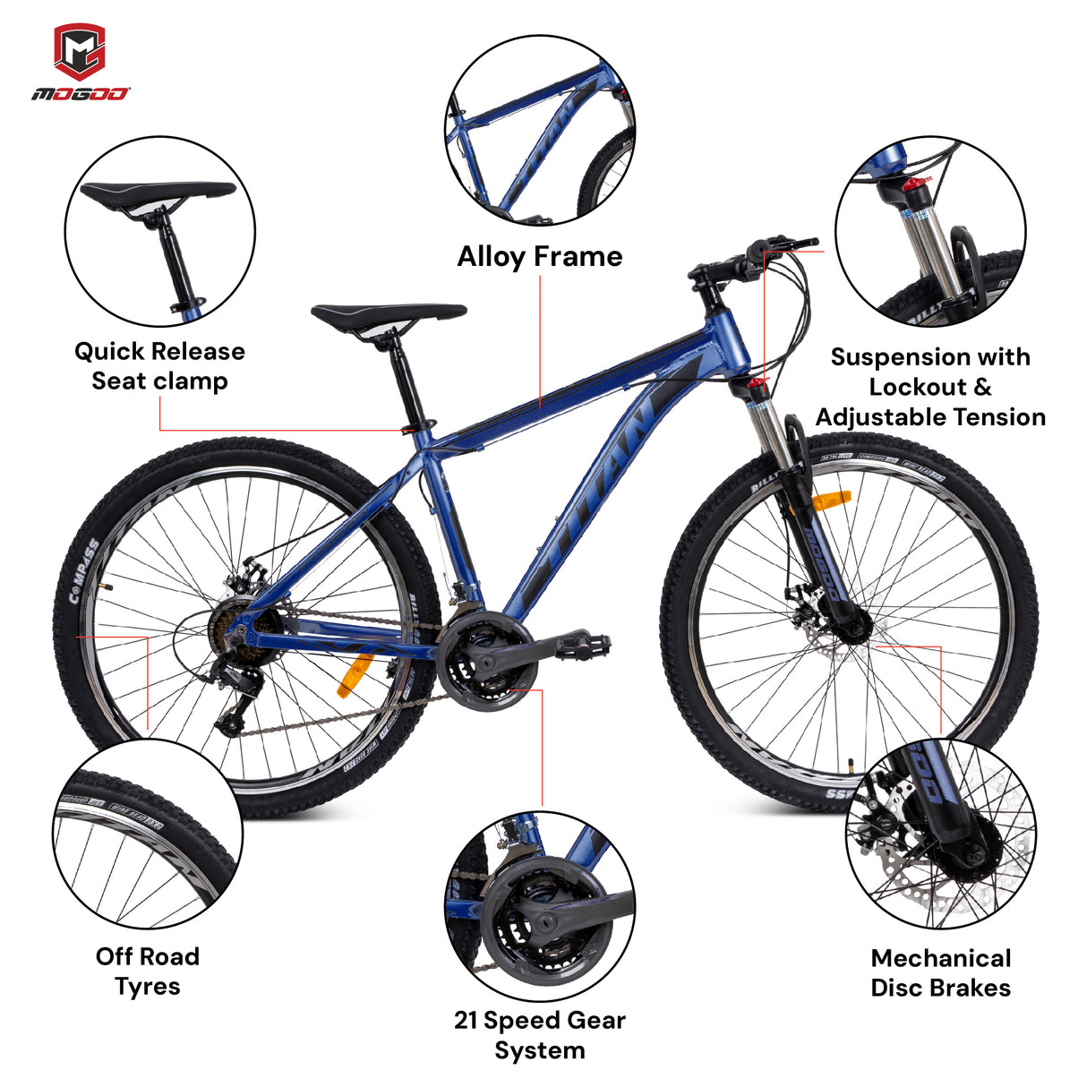 Mogoo Titan 26" Mountain Bike (Renewed)