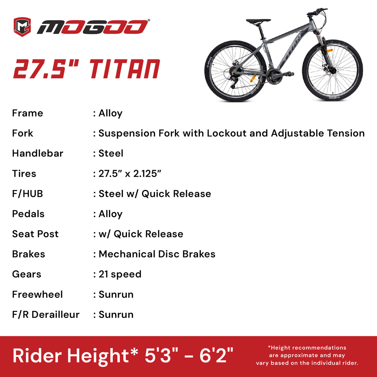 Mogoo Titan 27.5" Mountain Bike