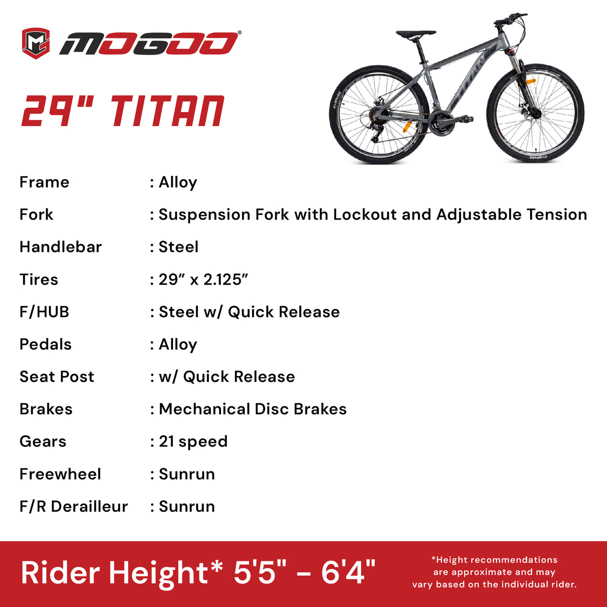 Mogoo Titan 29" Mountain Bike