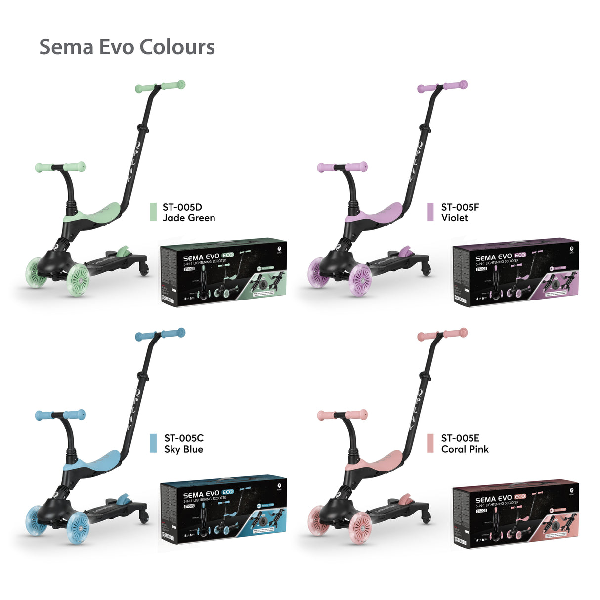 Qplay Sema Evo 5 in 1 Light Up Scooter
