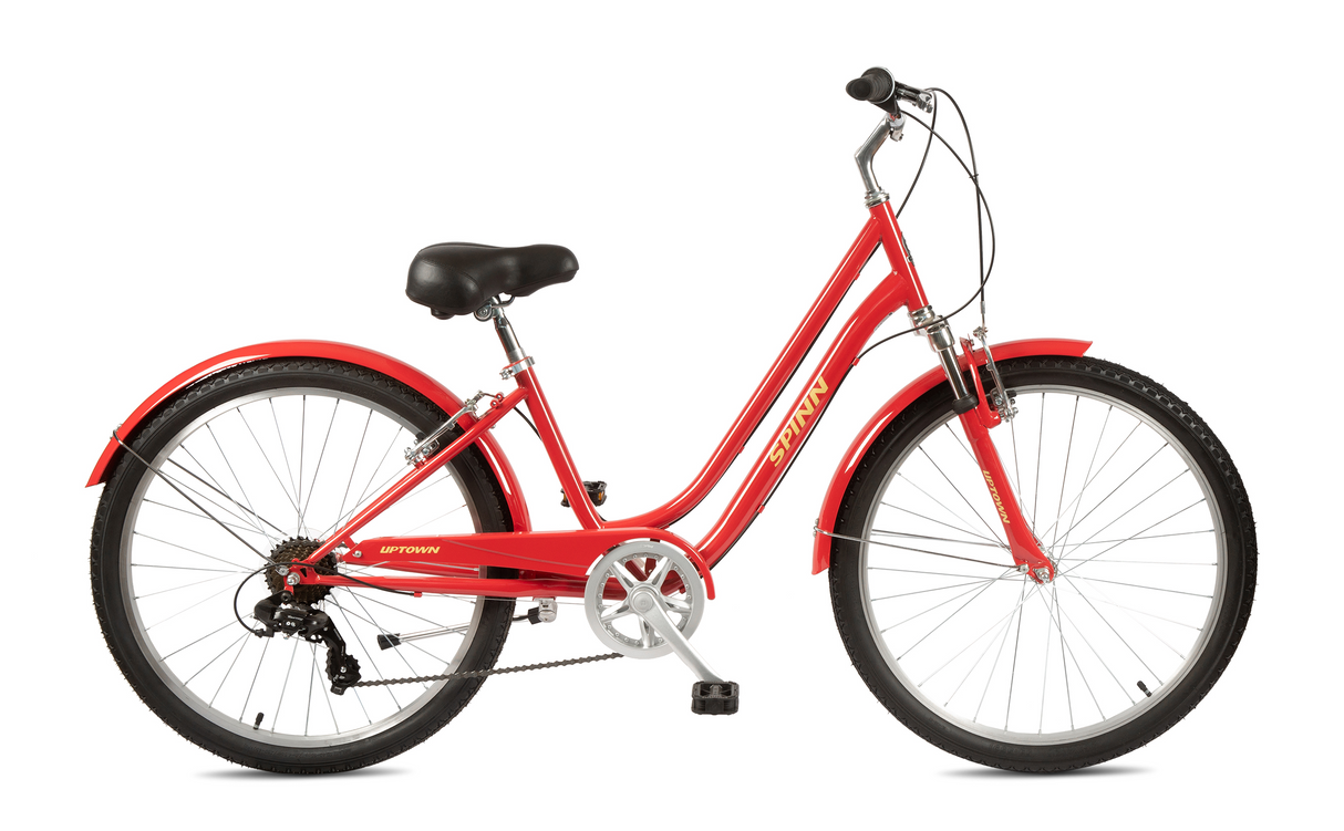 Red bicycle on a white background