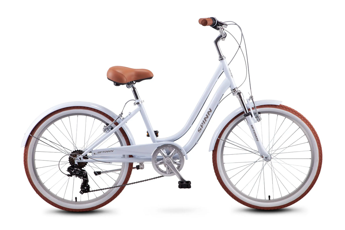 Spinn Uptown 7D Step Thru 24" Cruiser Bike in Arctic Blue
