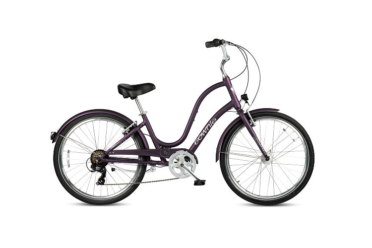 Dark purple bicycle on a white background