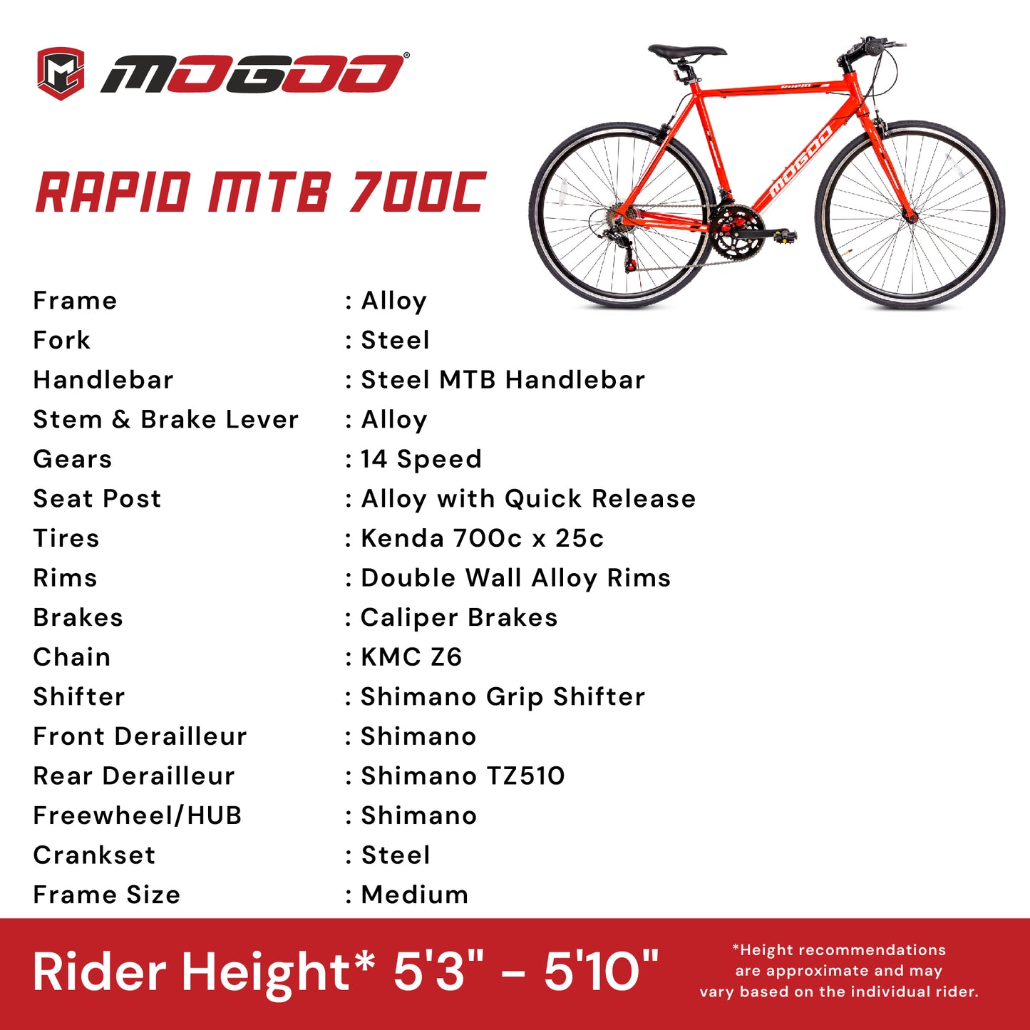 Mogoo Rapid 700c Hybrid Bike