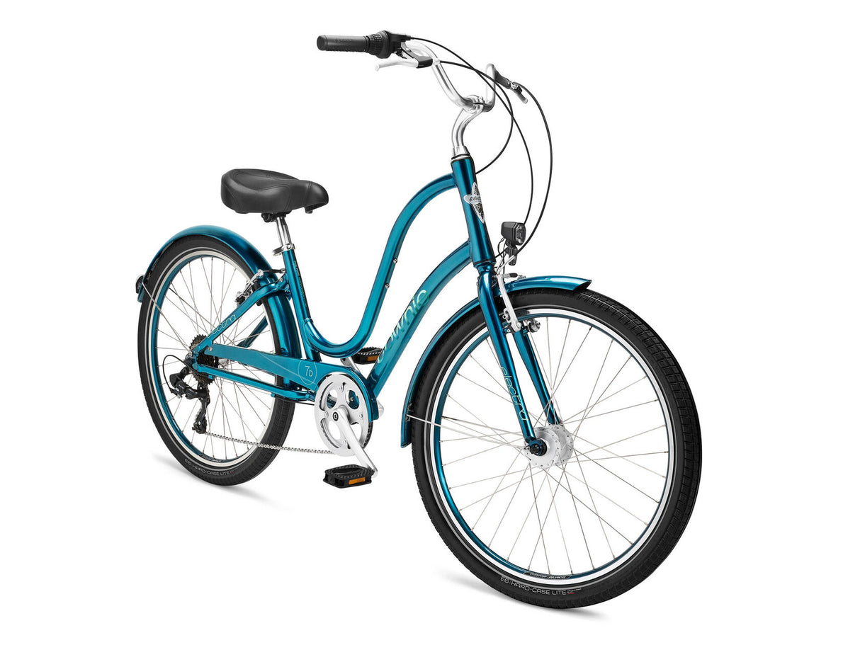 Teal bicycle on a white background