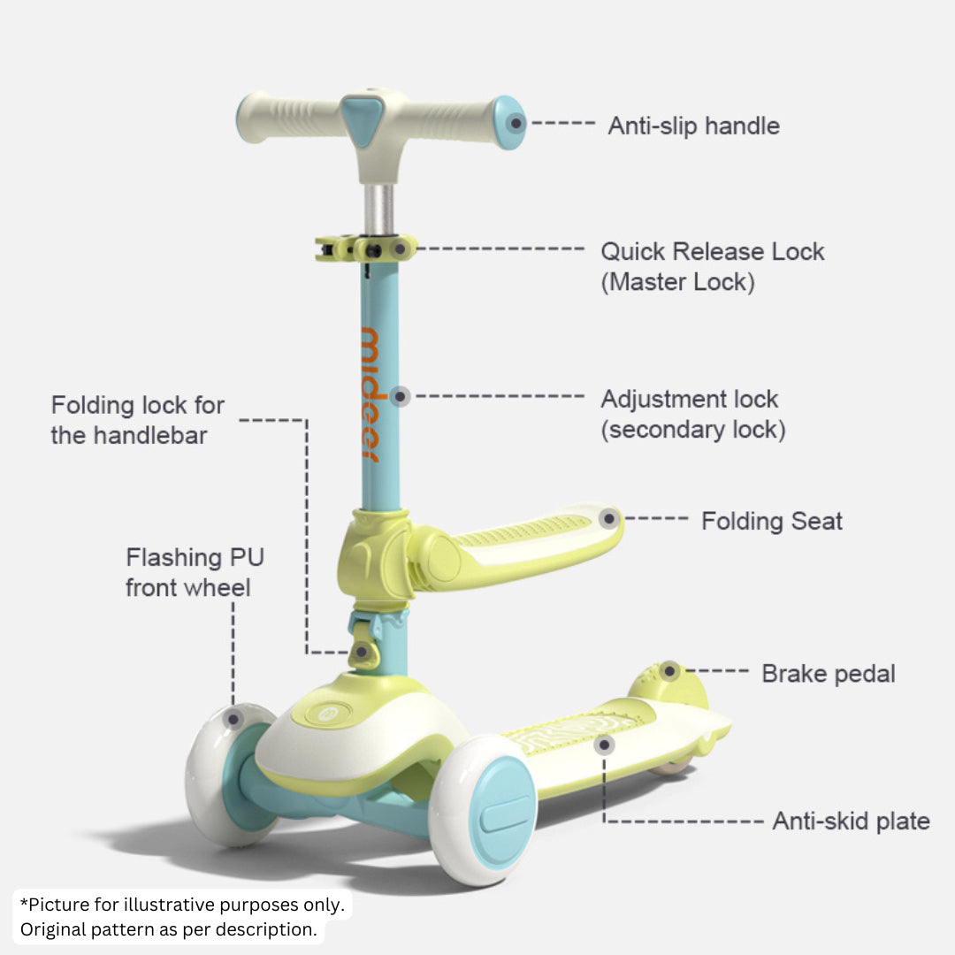 Mideer 2-in-1 Foldable Scooter