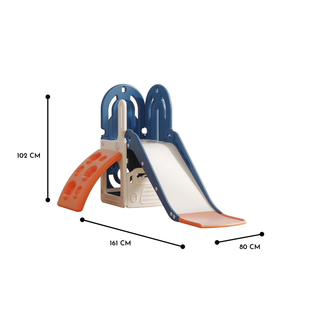 Children's slide with measurements on a white background