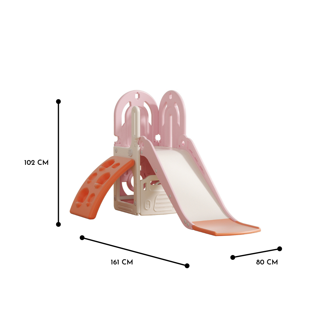 Children's slide with measurements on a white background