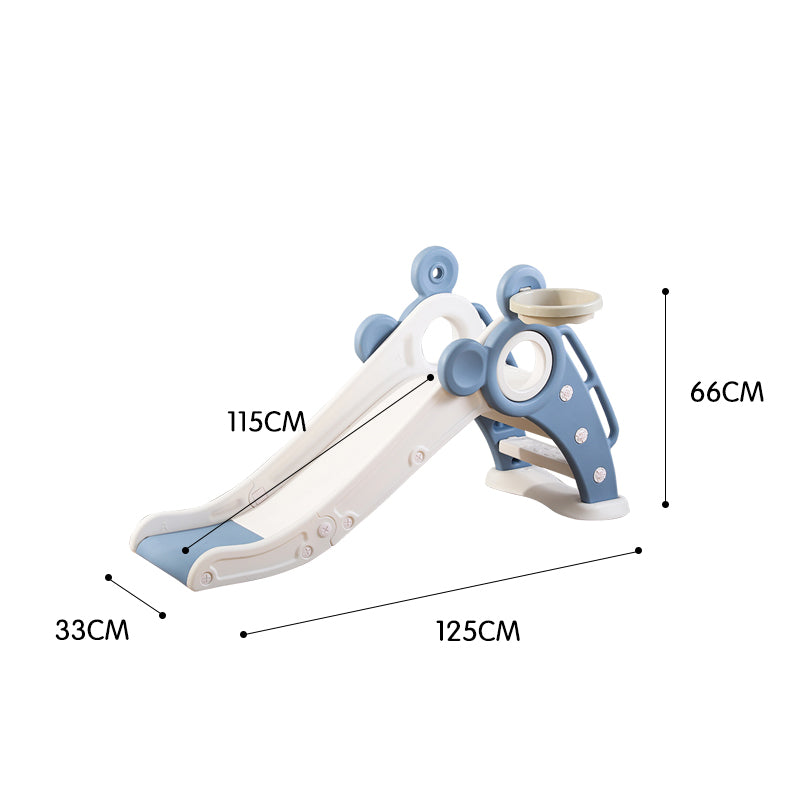 Children's slide with measurements on a white background