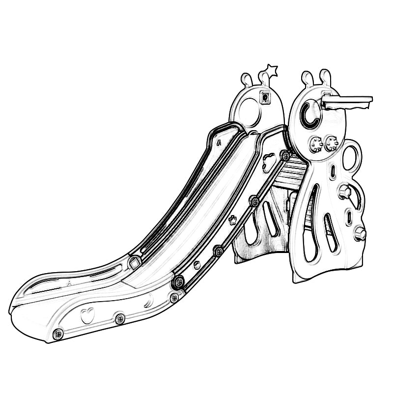 Technical drawing of a slide on a white background