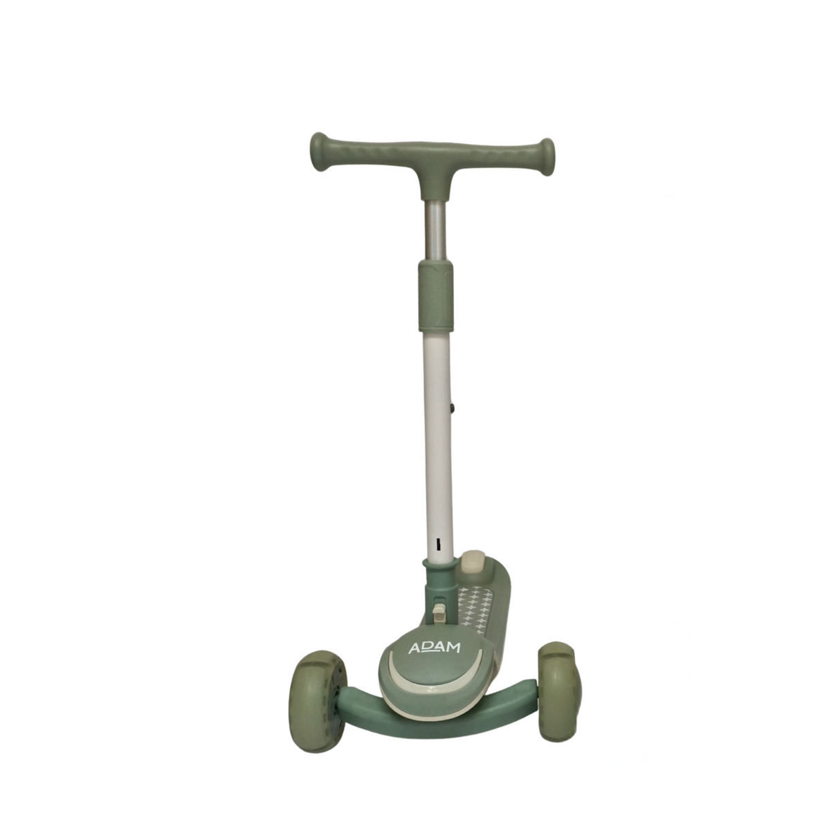 Green scooter with a handle on a white background