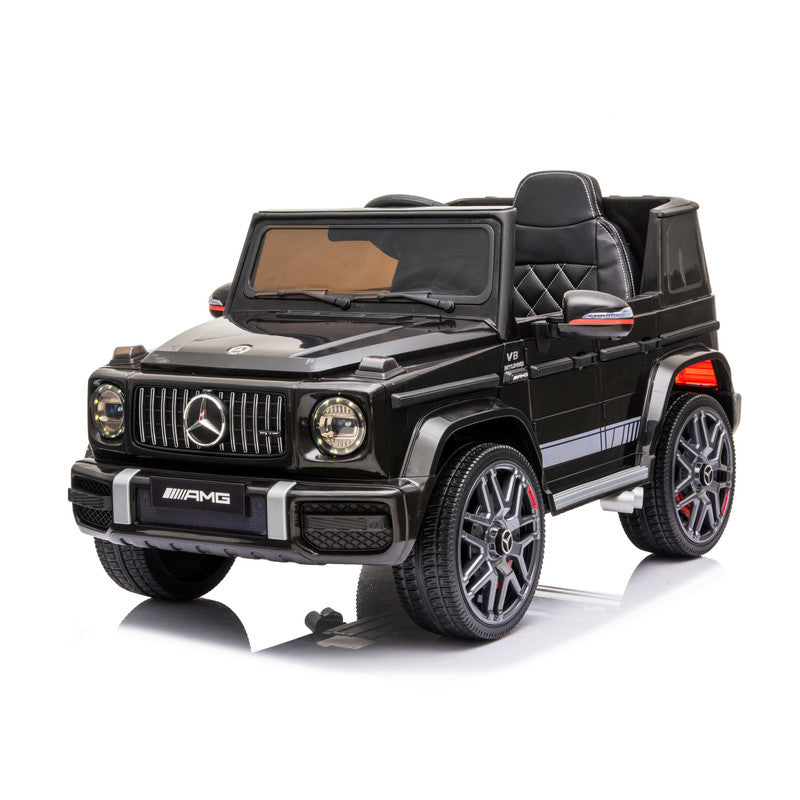 Black toy car resembling a Mercedes-Benz AMG model on a white background