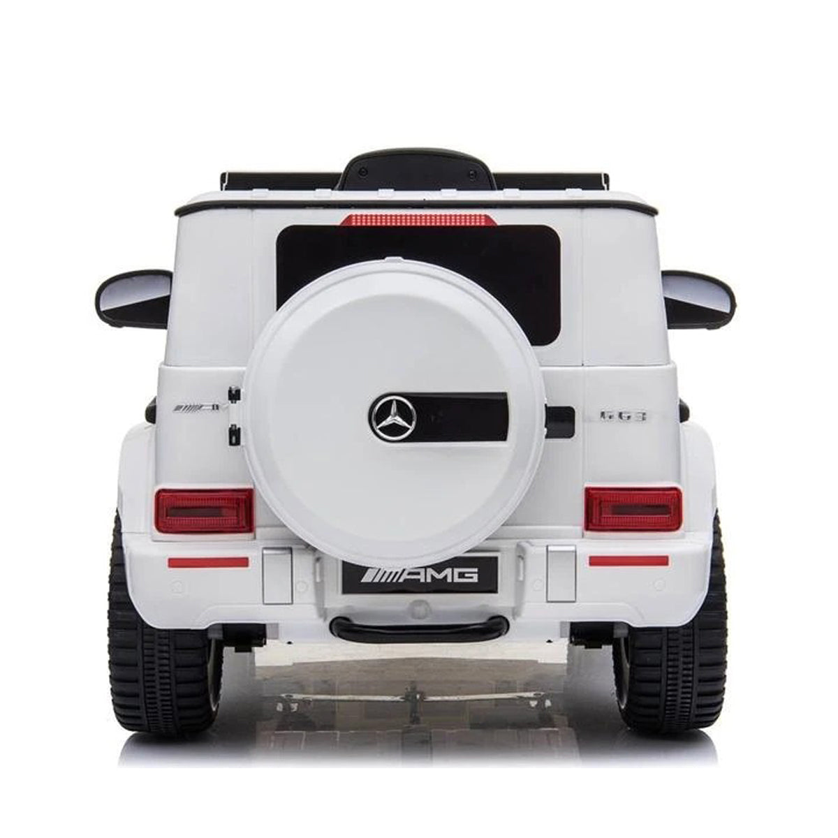 White toy car with Mercedes-Benz logo on a white background