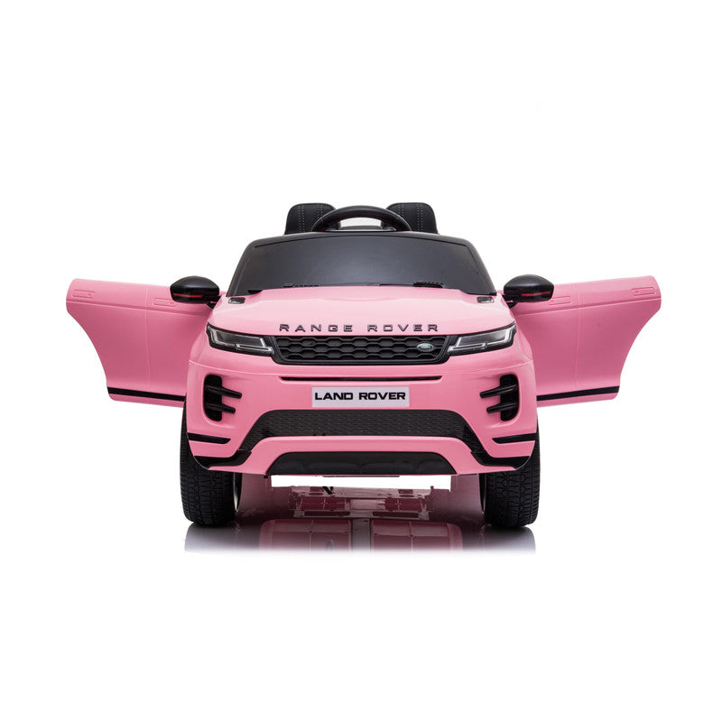 Pink Range Rover toy car with black roof on a white background