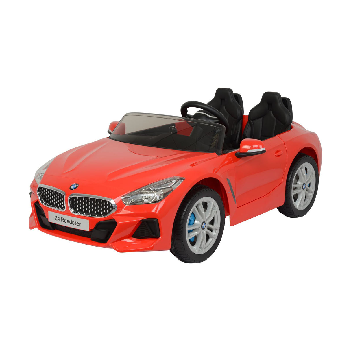 Red BMW z4 toy car with black interior on a white background