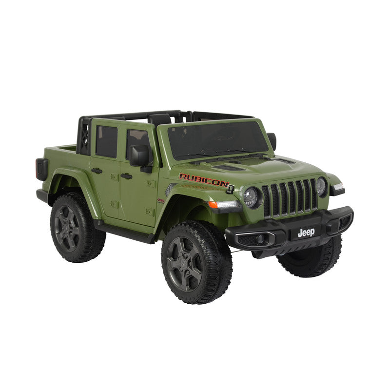 Green Jeep Rubicon model on a white background