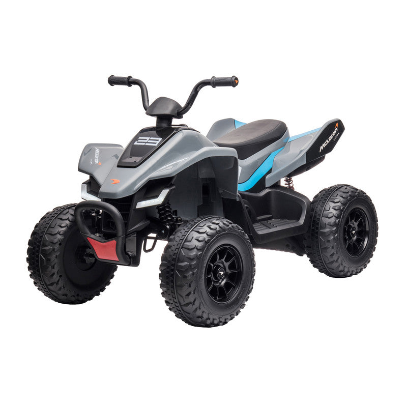 Children's ATV with gray and black design and McLaren logo on a white background