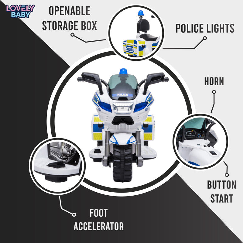 Lovely Baby Police Electric Ride-On Motorbike for Kids