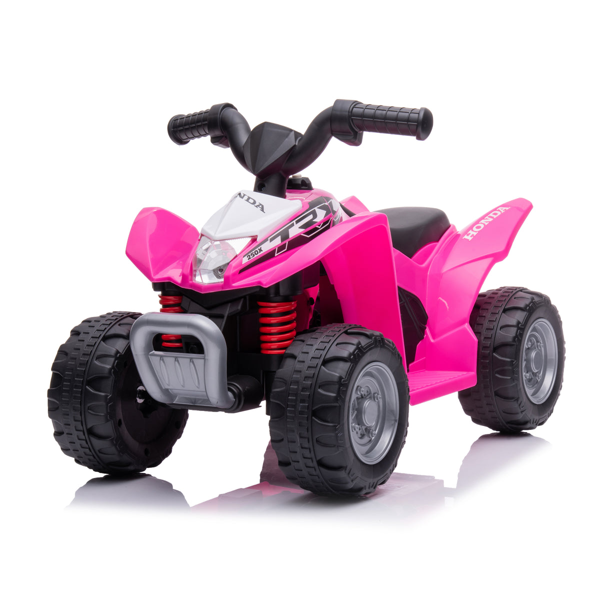 Pink toy ATV with Honda branding on a white background