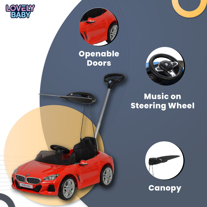 BMW Z4 Roadster Ride-On Car with Push Handle