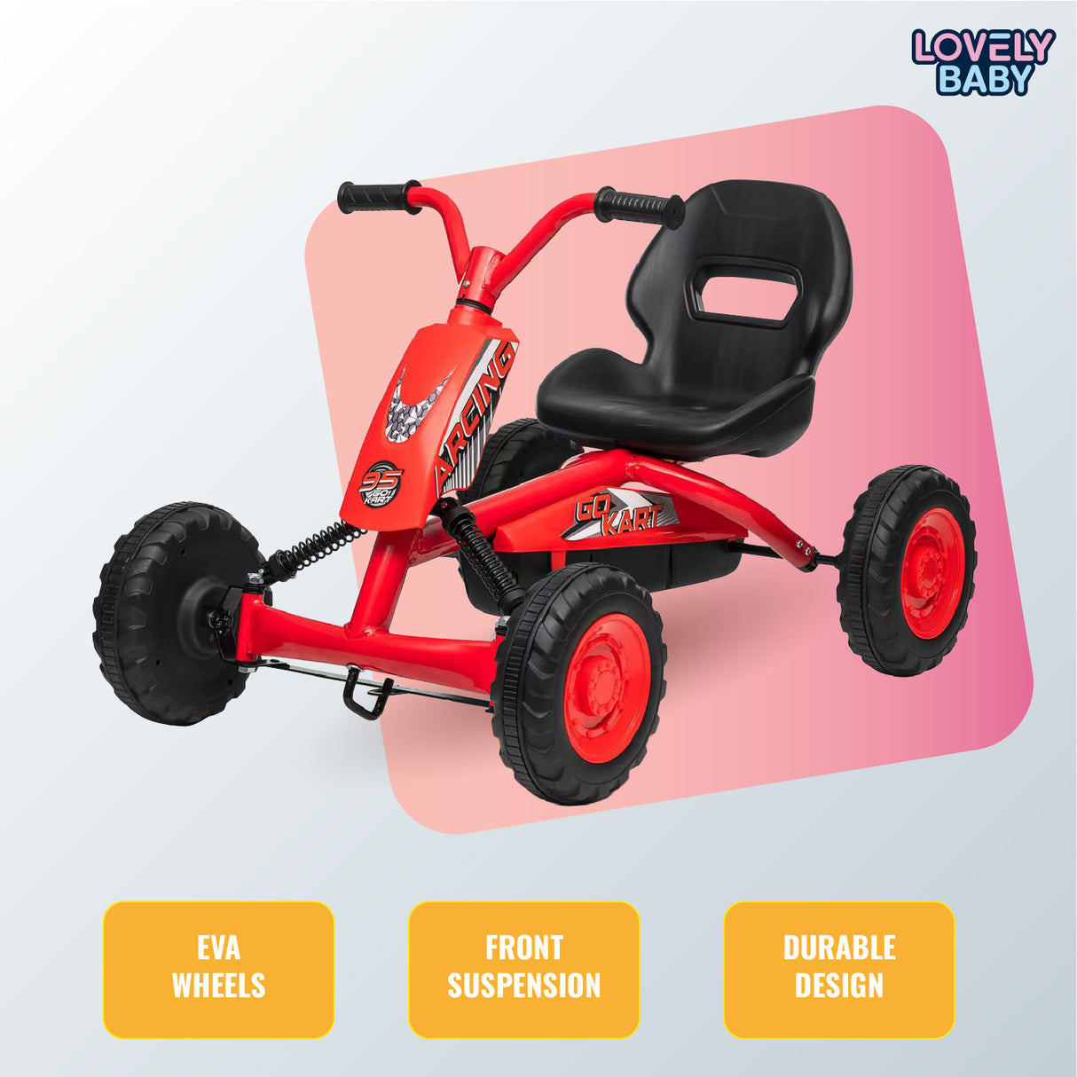 Lovely Baby Kids' Pedal Go-Kart w/ Suspension