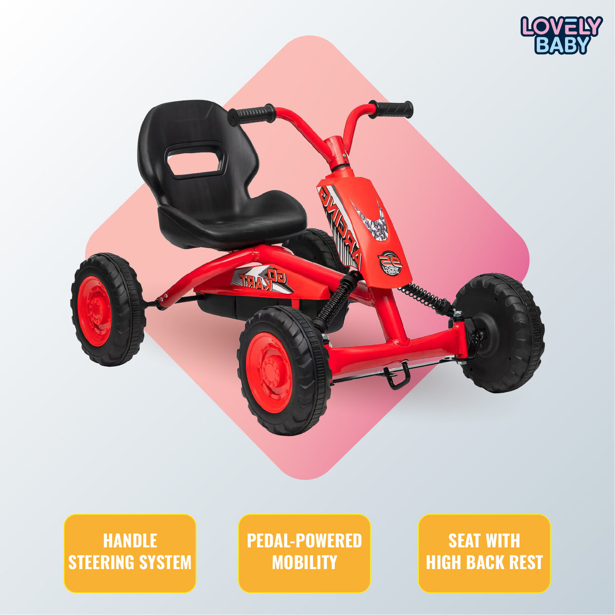 Lovely Baby Kids' Pedal Go-Kart w/ Suspension