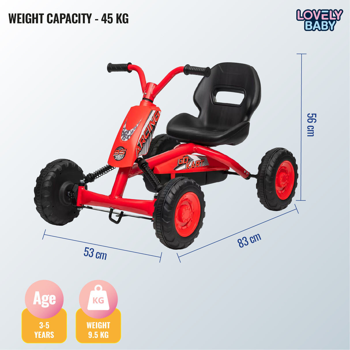 Lovely Baby Kids' Pedal Go-Kart w/ Suspension