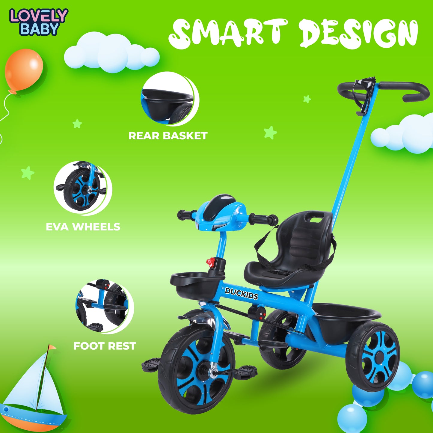 Lovely Baby Duckids 3-Wheel Tricycle