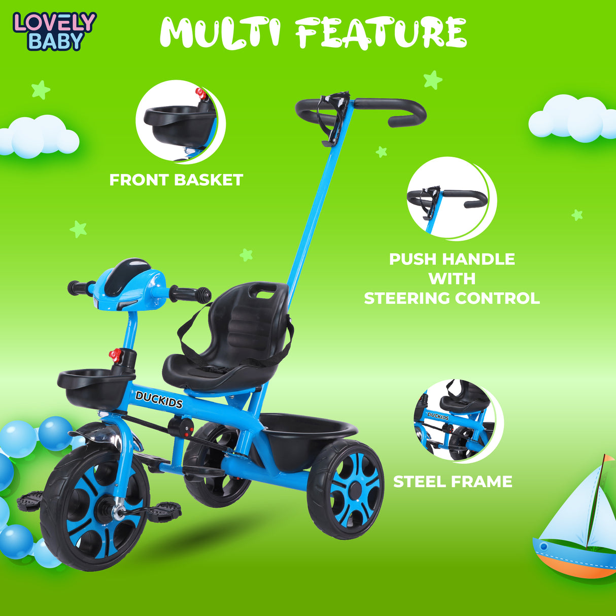 Lovely Baby Duckids 3-Wheel Tricycle