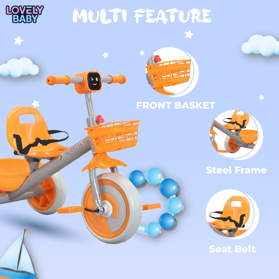 Lovely Baby Kids Tricycle with Music & Light