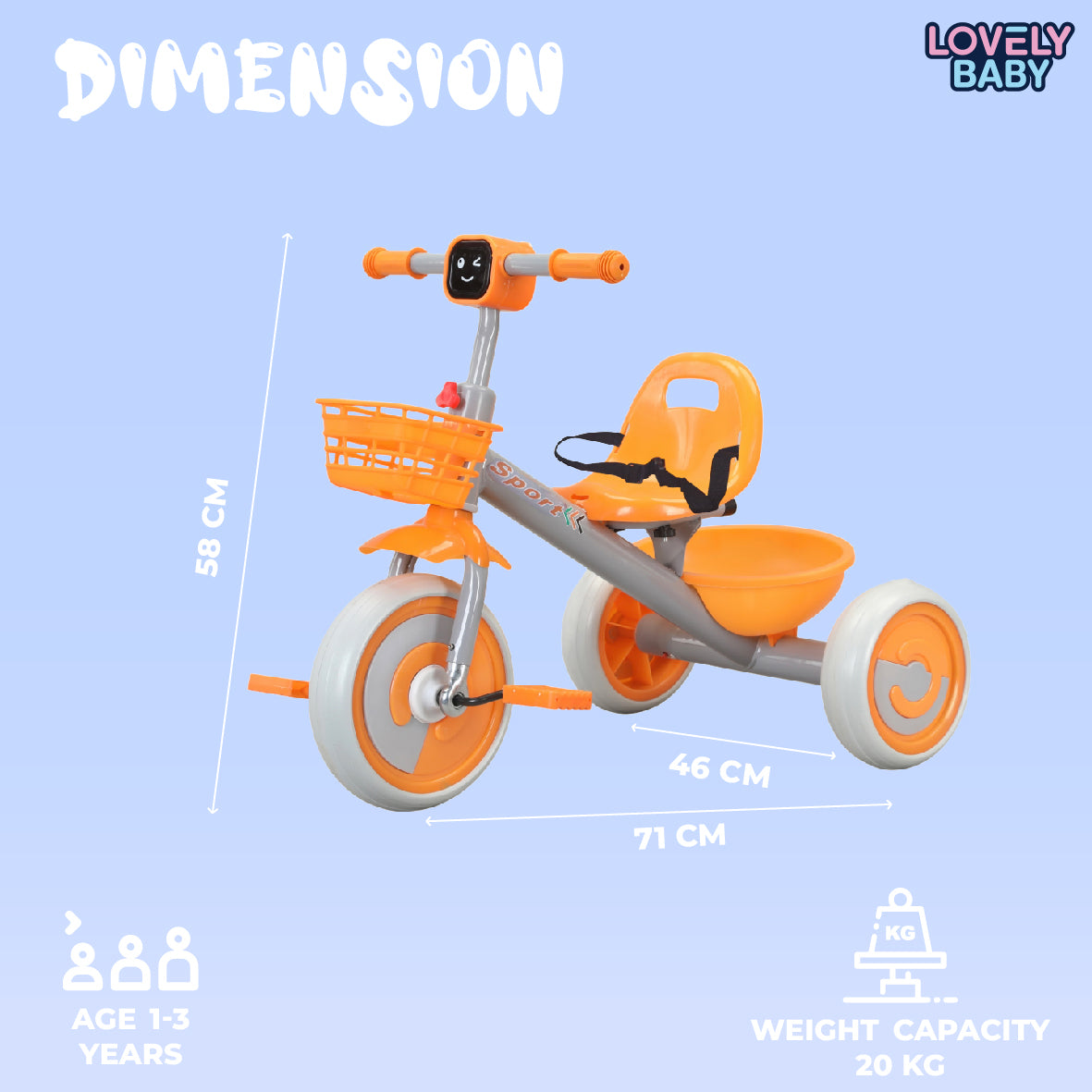 Lovely Baby Kids Tricycle with Music & Light