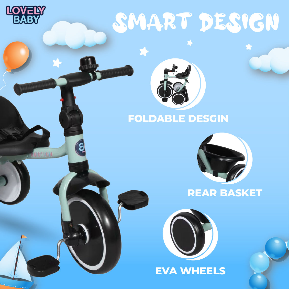 Lovely Baby Foldable Tricycle