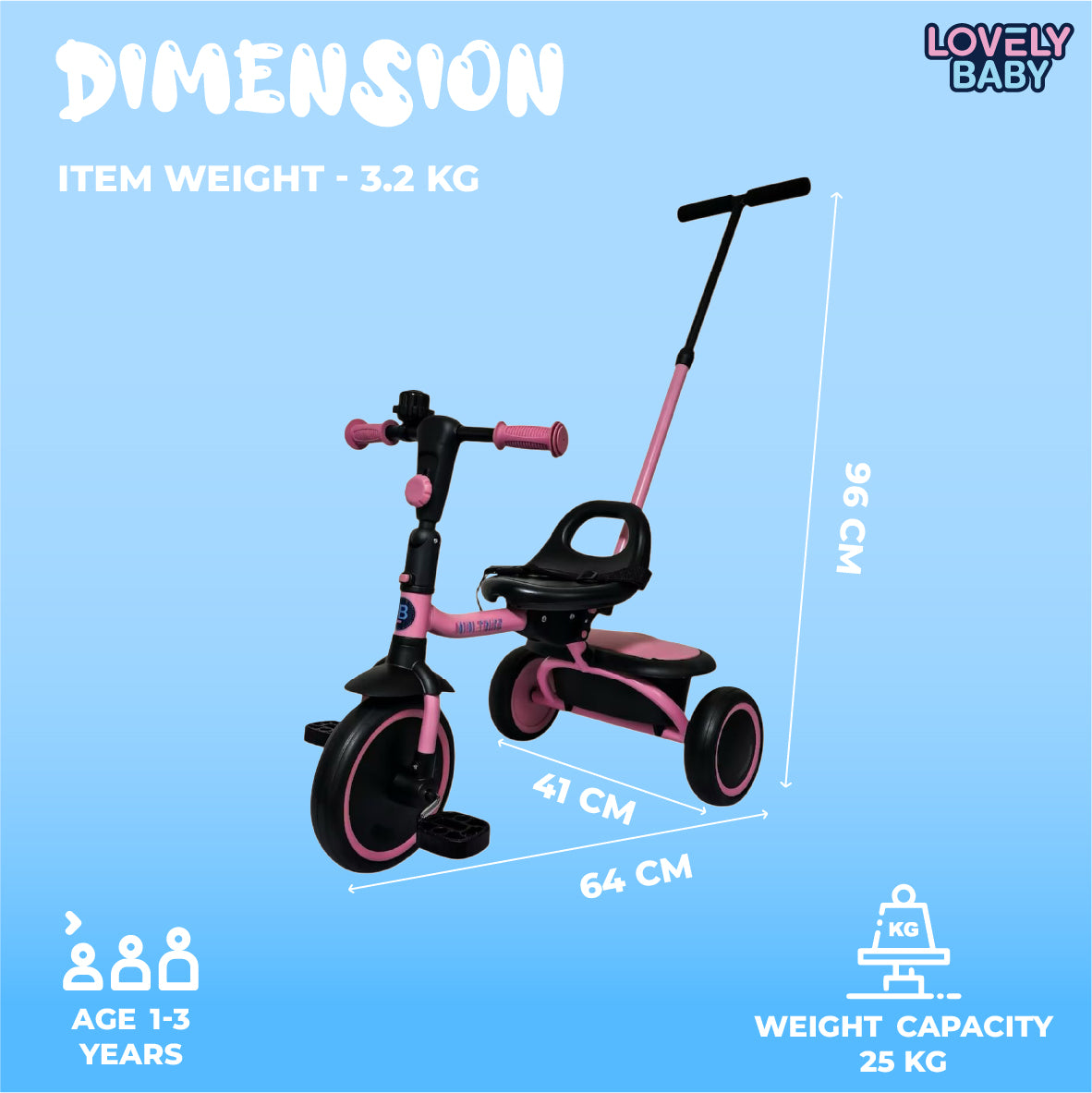 Lovely Baby Tricycle with Adjustable Handle
