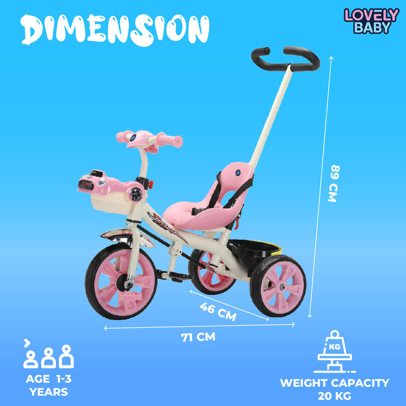 Lovely Baby Kids' Super Velocity Tricycle w/ Push Handle