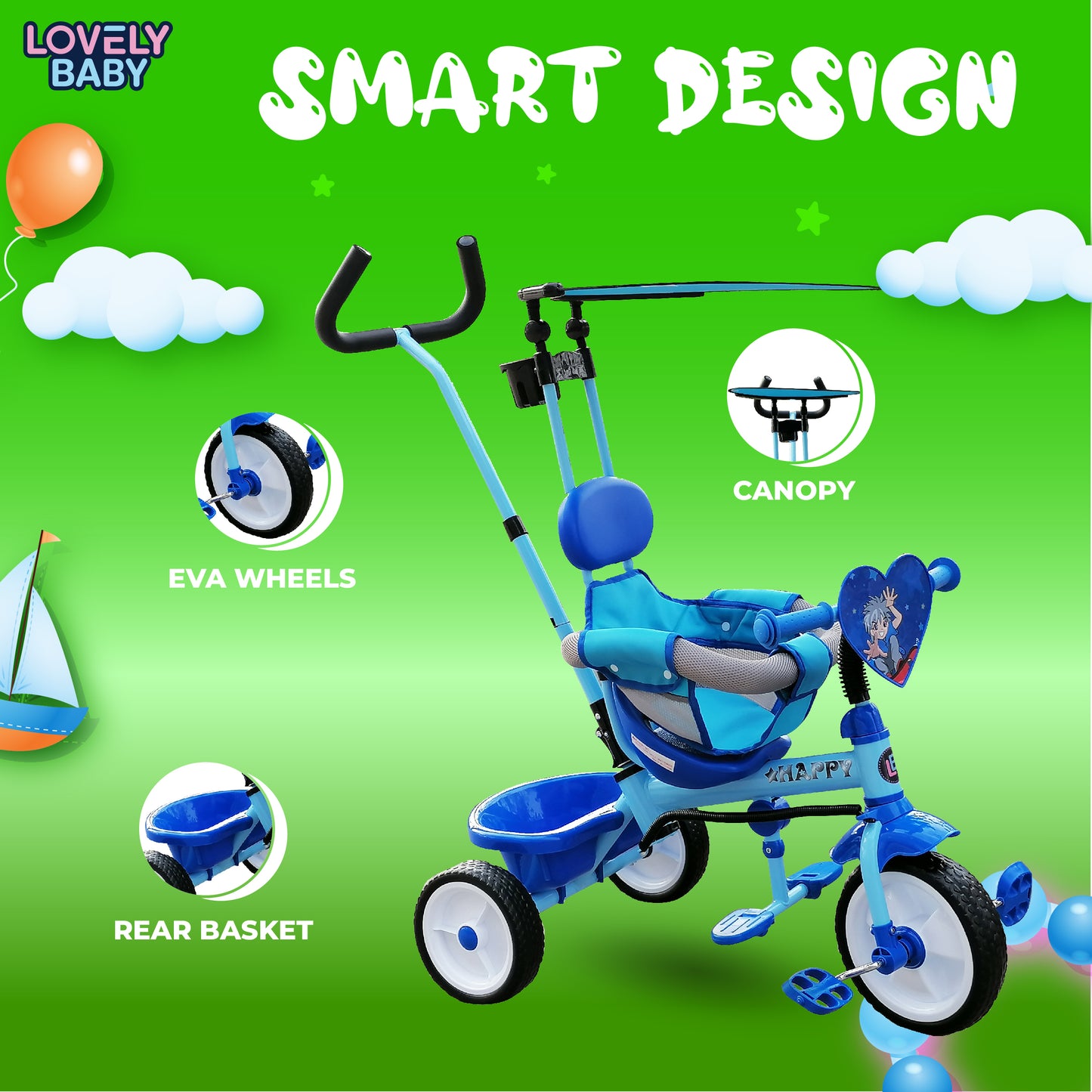 Lovely Baby Tricycle with Handlebar