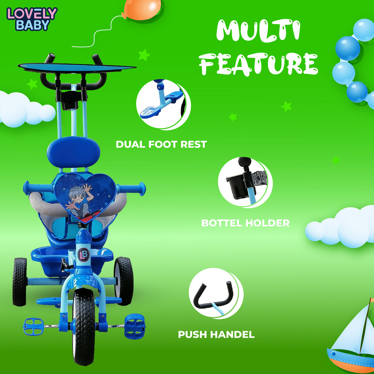 Lovely Baby Tricycle with Handlebar