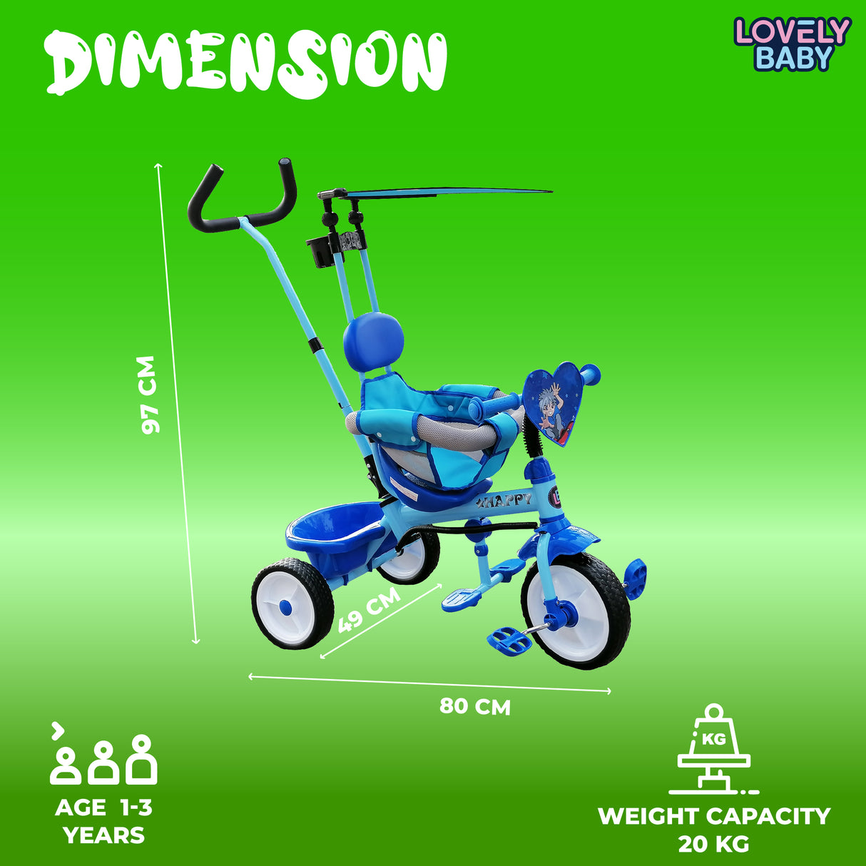 Lovely Baby Tricycle with Handlebar