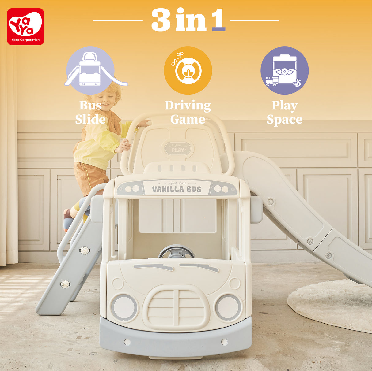YaYa - 3 in 1 Bus Slide For Kids
