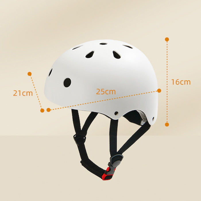 White helmet with measurement details on a beige background