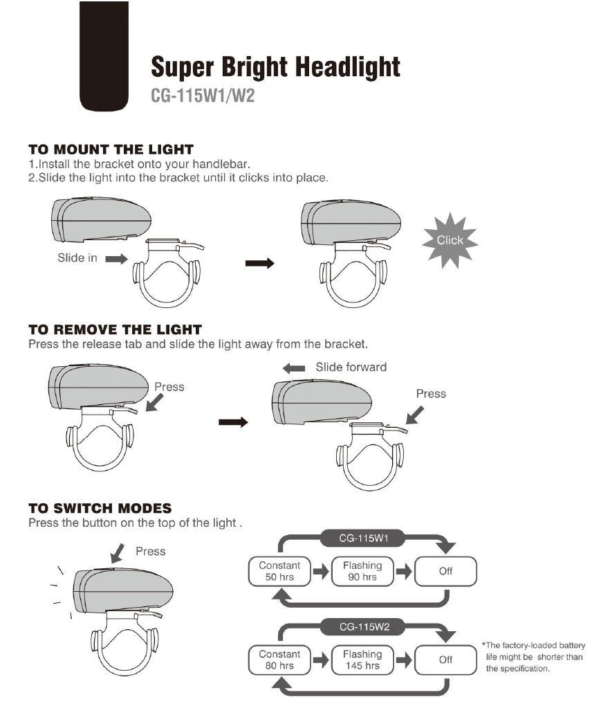 Headlight For Bikes - Black