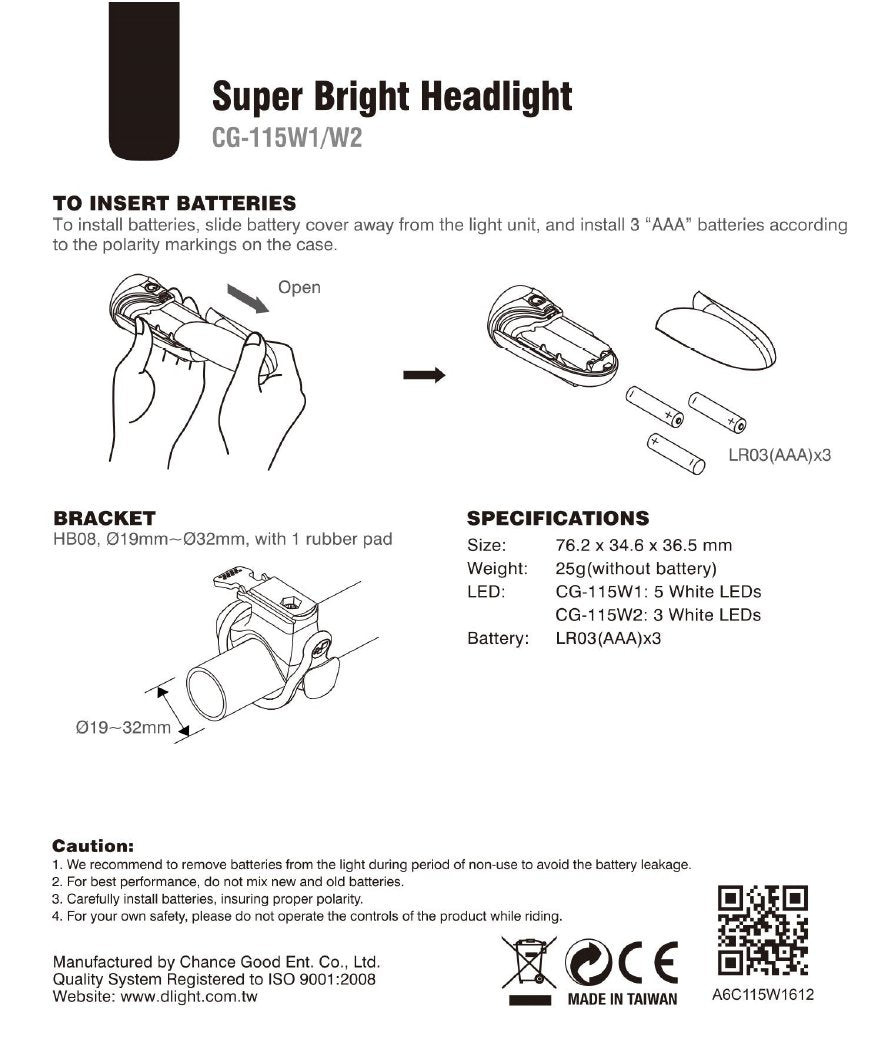 Headlight For Bikes - Black