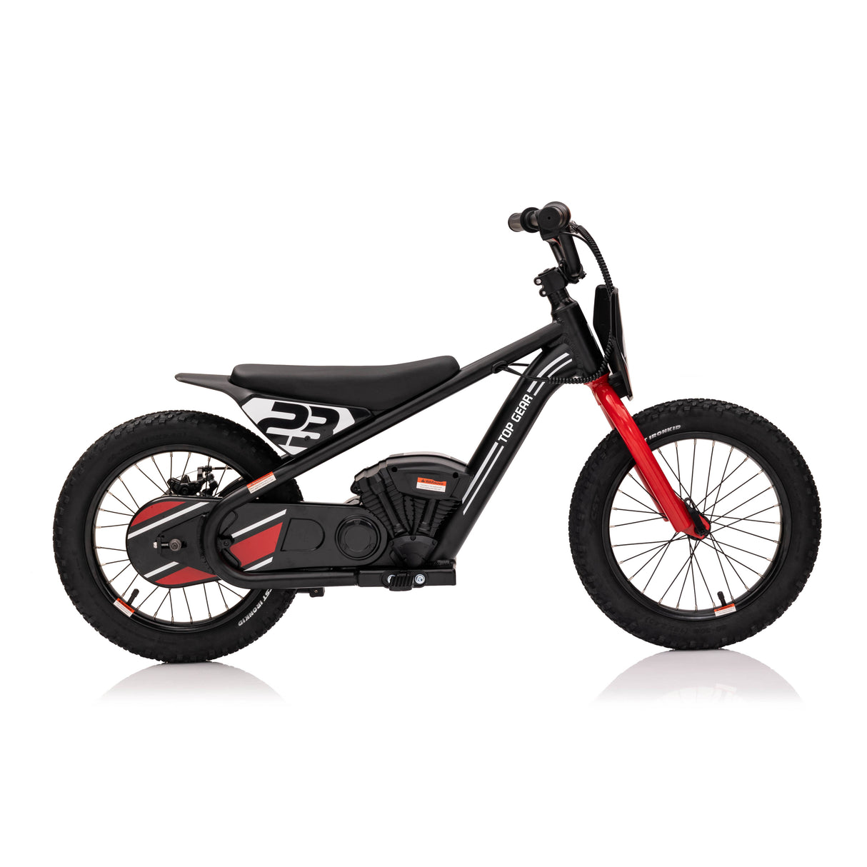 Black and red motorbike on a white background