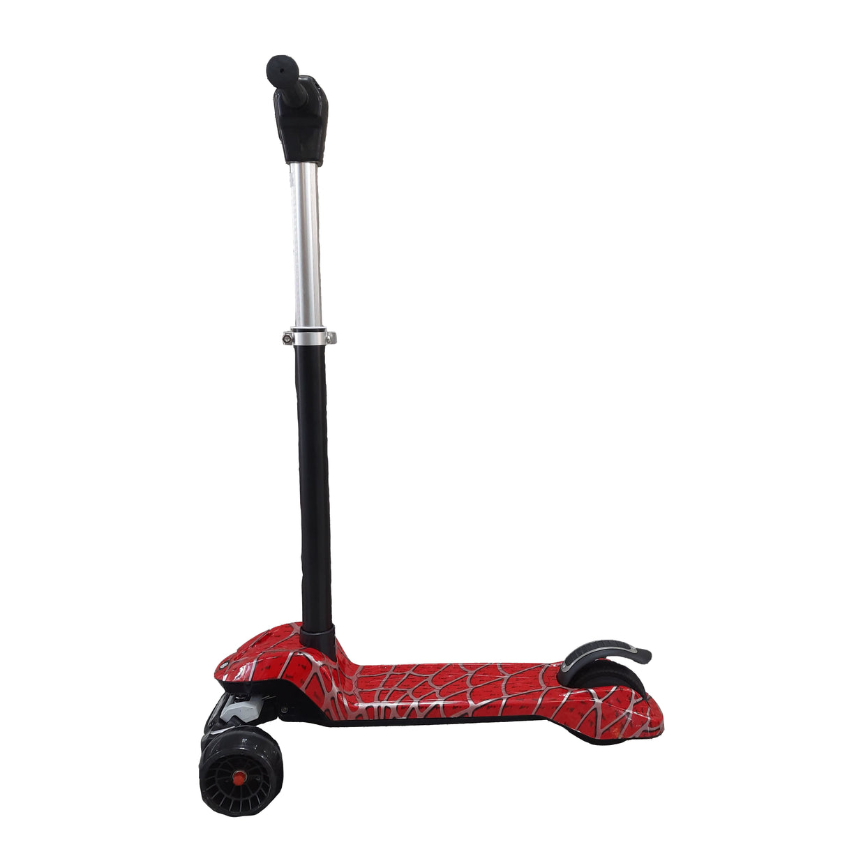 Red scooter with black handle on a white background