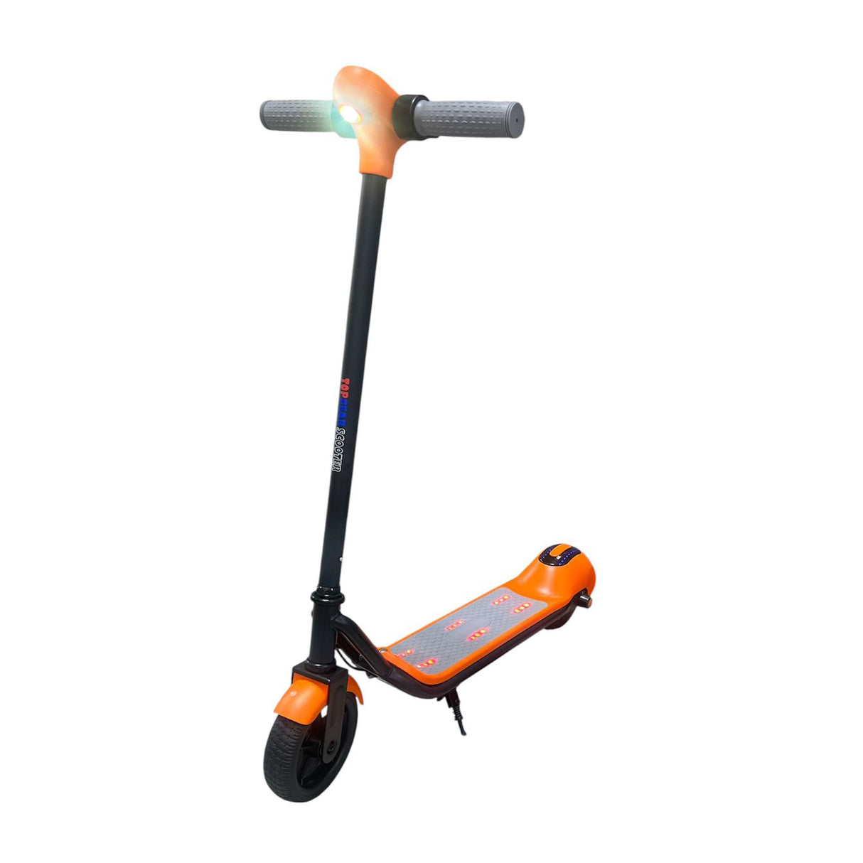 Orange and black scooter on a white background