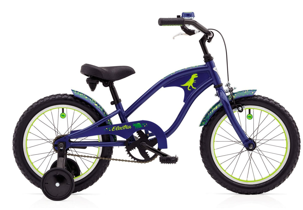 Children's bicycle with training wheels on a white background