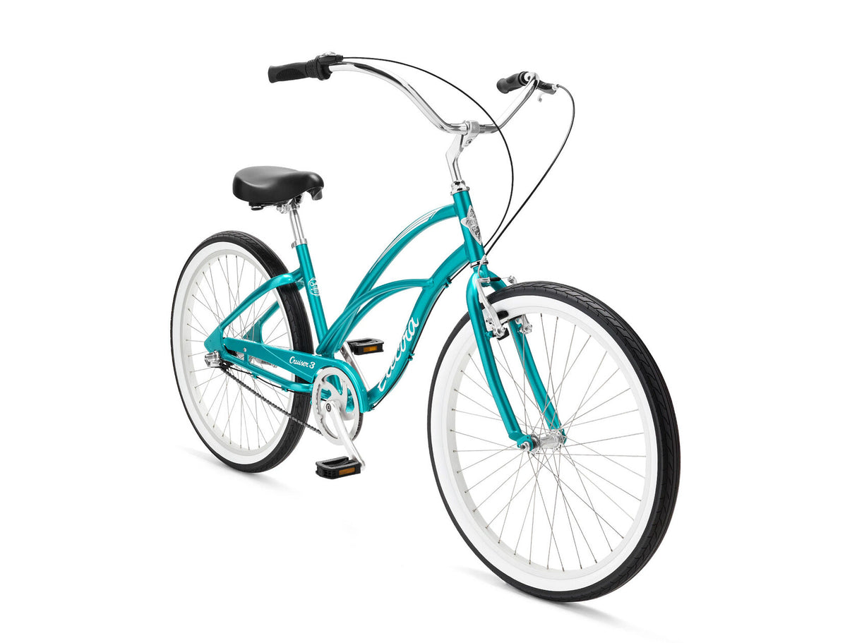 Teal bicycle on a white background
