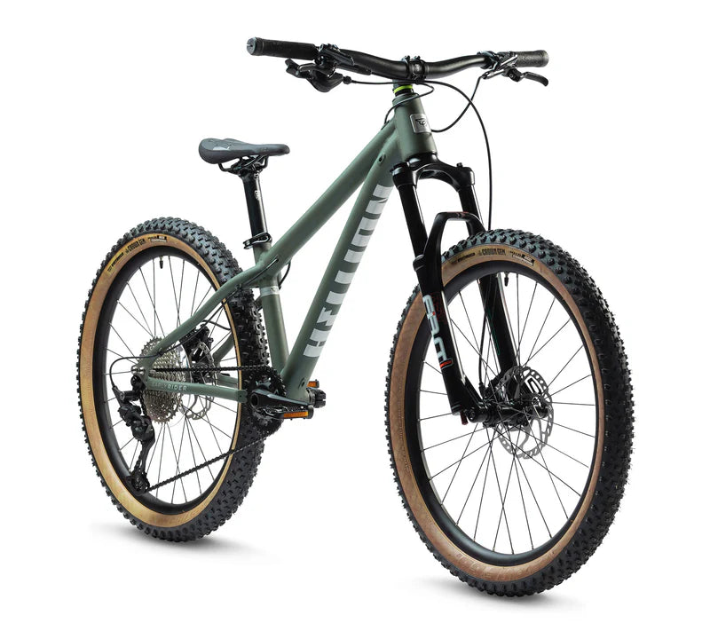 Mountain bike with knobby tires on a white background