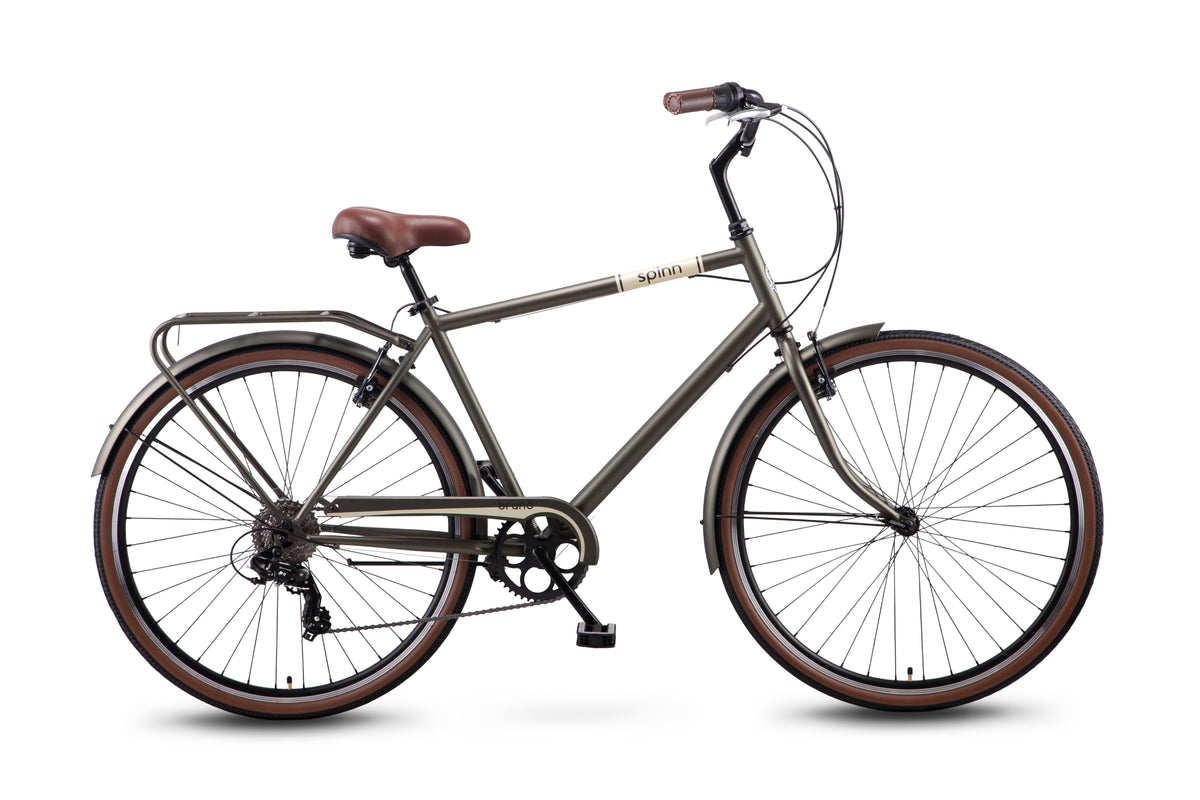 Spinn Bruno 7D Step Over 28" Cruiser Bike in Khaki