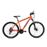 A black Mogoo Vulcan 27.5 inch mountain bike with Shimano 27-speed drivetrain and all-terrain CST tires.