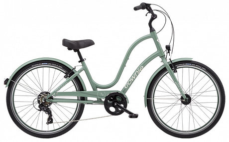 Green bicycle on a white background